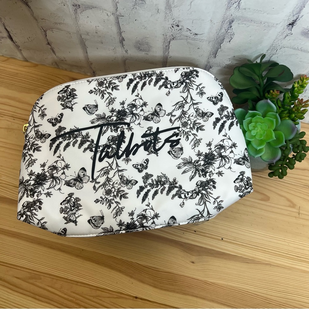 Talbots Black White Floral Cosmetic Bag Pouch NEW